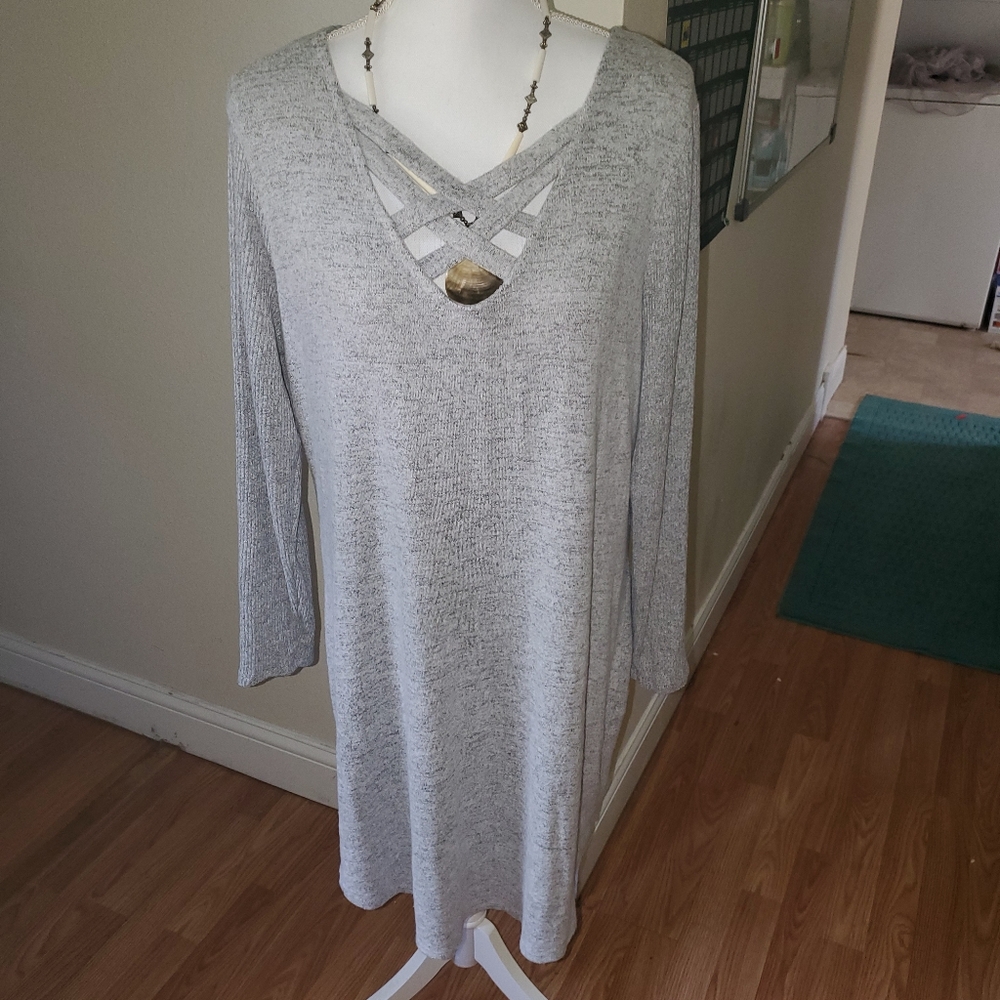 Gray long sleeve sweater dress 2x - Picture 7 of 7